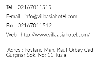 Villa Asia Hotel iletiim bilgileri